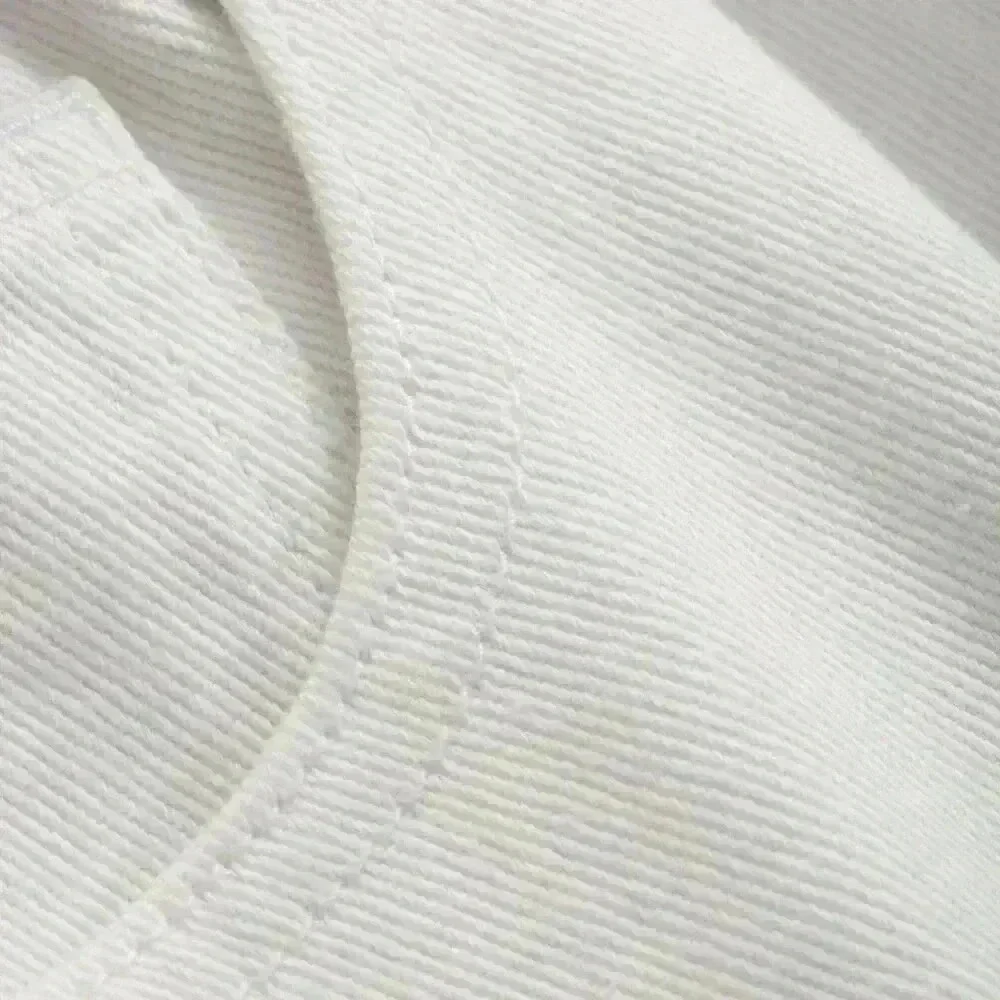 White Casual Women's Solid Color Loose Denim Pants - Picture 8 of 9